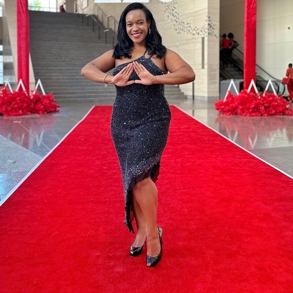 Vintage Y2K Asymmetric Beaded Cocktail Dress Black Formal Long Classic Large LBD - Picture 1 of 11